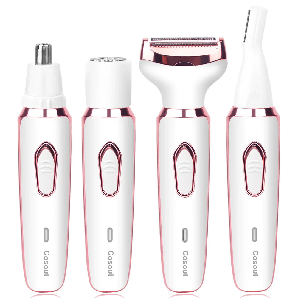 NNEOBA 4 in 1 Electric Razor for Women Hair Trimmer White-0